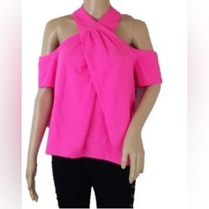 NWT Rachel Roy April Neon Pink Off-The-Shoulder Halter Top